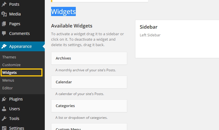 wordpress create sidebar widgets курсы по wordpress